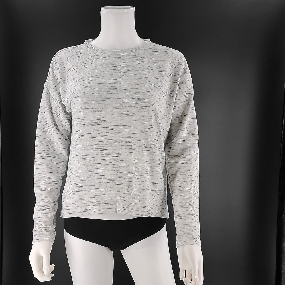 Avia Womens Gray Space Dye Long Sleeve Crewneck Sweatshirt Activewear Size S 4-6